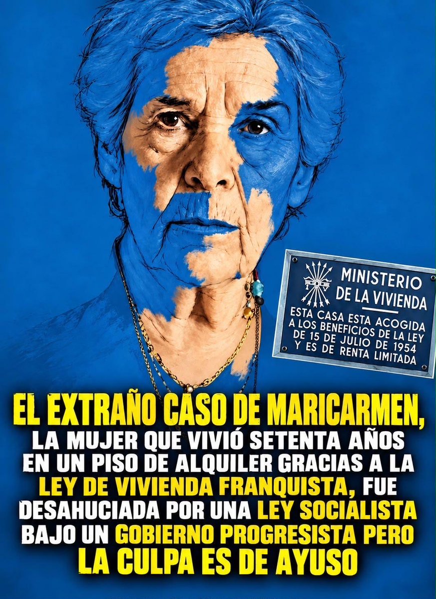 AlejandroC80095's tweet photo. Una franquista pidiendo ayuda a un gobierno comunista, manda huevos!!!
Le importa una mierda el tema de la vivienda, lo único que quiere es continuar con el chollo de pagar conforme a la ley de Franco y vivir en una zona de alto nivel social.Una teatrera https://t.co/b9ECMEzCQf