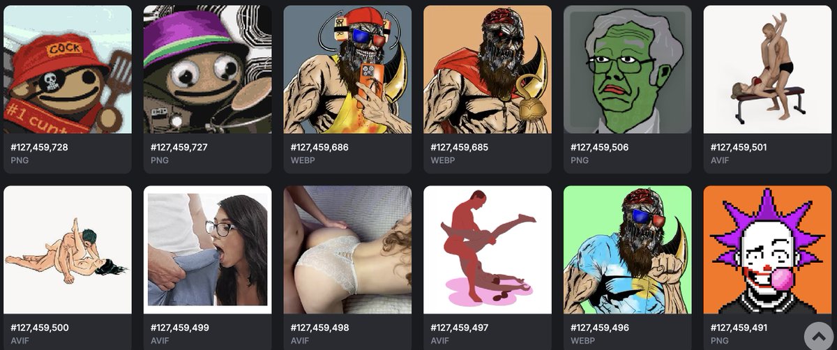 alde_mar_criver's tweet photo. And they call it art...this will be stored forever on the blockchain...makes me sad.

#bitcoin #ordinals #spam #BTC https://t.co/S5sfn9yCoR