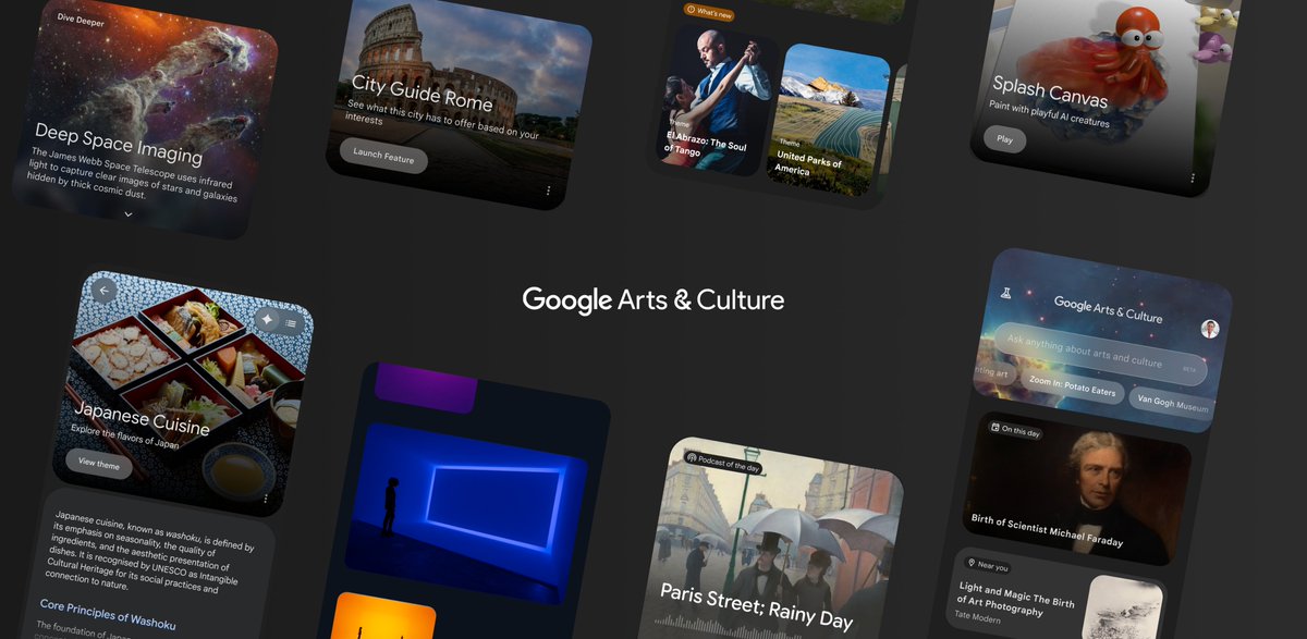 .@​googlearts has partnered with 3,000+ cultural institutions across 90+ countries to make art and heritage accessible to everyone—and today, we’re rolling out a refreshed mobile app experience. 📱🌎 Here are some of the new ways you can use it to explore world