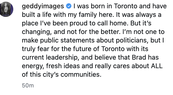 brianlilley's tweet photo. Rush frontman Geddy Lee is endorsing Brad Bradford in his run to be Mayor of Toronto.
Lee says Toronto is changing and not for the better and has issues with the current leadership.
Meaning Olivia Chow. https://t.co/tJpVZJghzZ