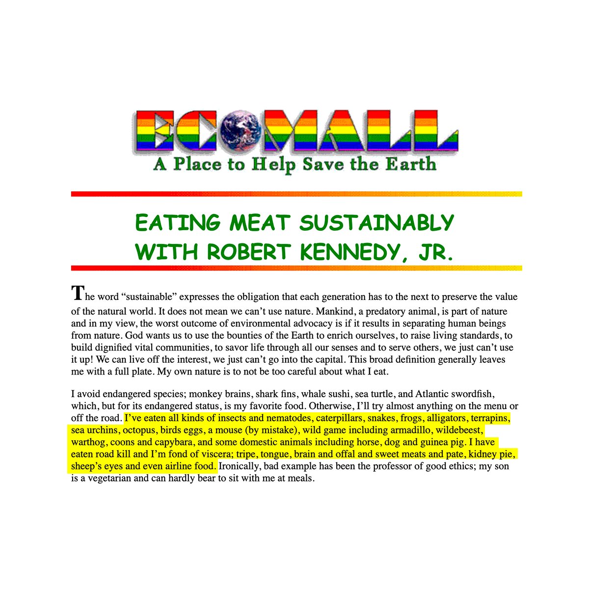 factpostnews's tweet photo. In a 2001 blog post, RFK Jr described once eating a mouse by mistake https://t.co/Zca3asUT2X