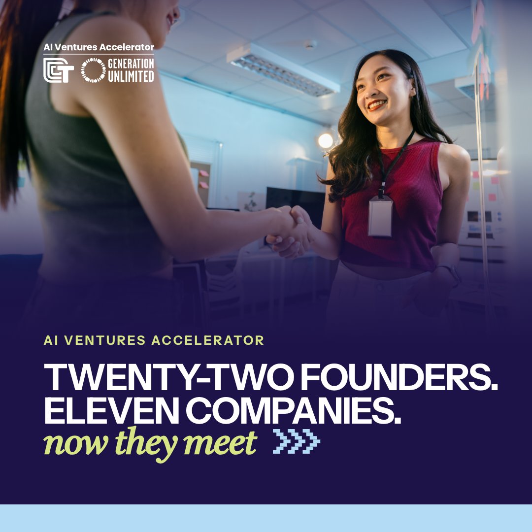 technovation's tweet photo. 👩🏾‍💻👩🏻‍💻  Twenty-two founders. Eleven companies. Six months of building.
Next week they share a room in Delhi for the first time, and then they pitch.
The AI Ventures Accelerator (AIVA) is built by @Technovation in collaboration with UNICEF’s @Generation Unlimited  to support young women leaders to develop their ideas, strengthen their skills and take the next step in their #WorkLifeReady entrepreneurial journeys. 🚀
Through AI, they’ll connect with fellow entrepreneurs, exchange experiences and share the solutions they have been developing to address challenges they see in their communities.
Over the coming days, they’ll have the opportunity to take their work further, build connections and prepare to pitch their businesses at Demo Day on October 6.