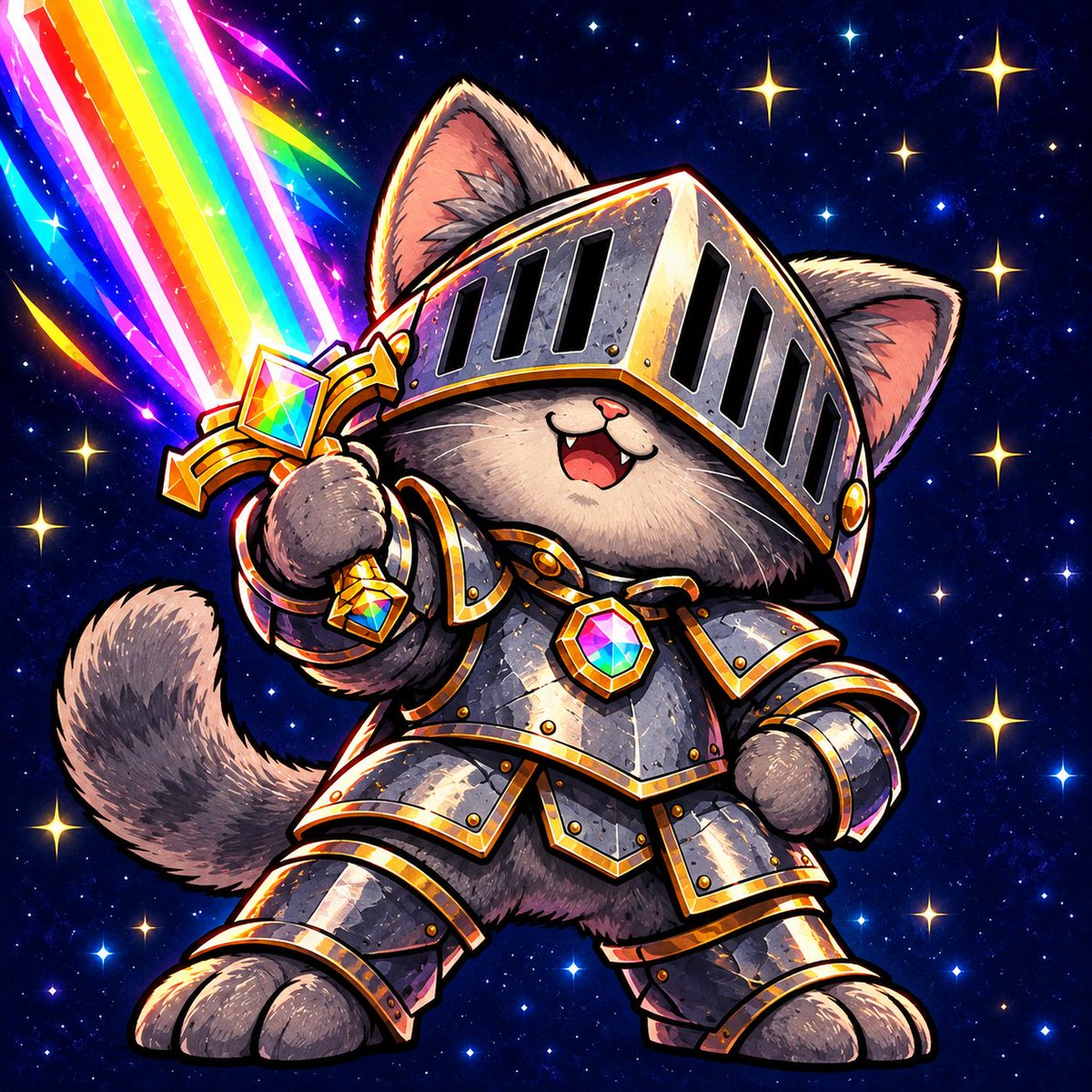 launchdesk_sol's tweet photo. @1_ALPHADESK Next knight in line.

   $NYANSWORD, cat wif sword in rainbow armor.
   CA: 7c7HNMTAsWTVxbj1UTBERzxC493LQy7owKRAaCVzpump https://t.co/6X6Fq0gssL