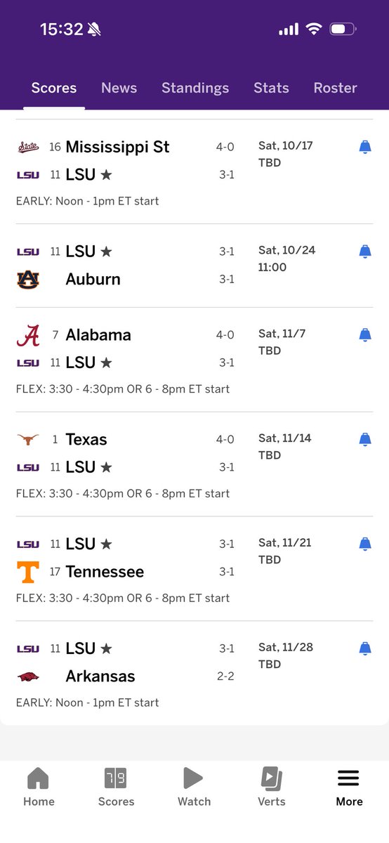 CDiamondChaos's tweet photo. @ihatebbls I’d say probably 3. 
I can see them giving us an afternoon for one of those FLEX ones. 
Honestly it depends on how the next few weeks go. 

I see Bama being a for sure night game. https://t.co/00nIXCcsev