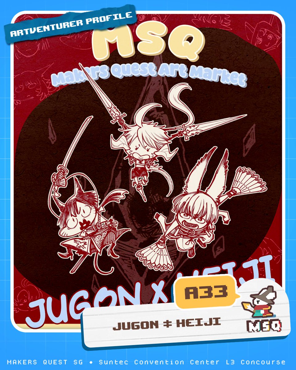 MakersQuestSG's tweet photo. ✨Get ready for raid!✨

A33- JUGON ≠ HEIJI
B34- 3 Wipes Disband
C18- florencemomo
A30- (Almost) Light Party

📍Makers Quest SG
Suntec Concourse L3
17 Oct 2026
10am-7pm
Check out the full map on our website! Link in profile #msqsg2026 https://t.co/MtnVJQ2ks3