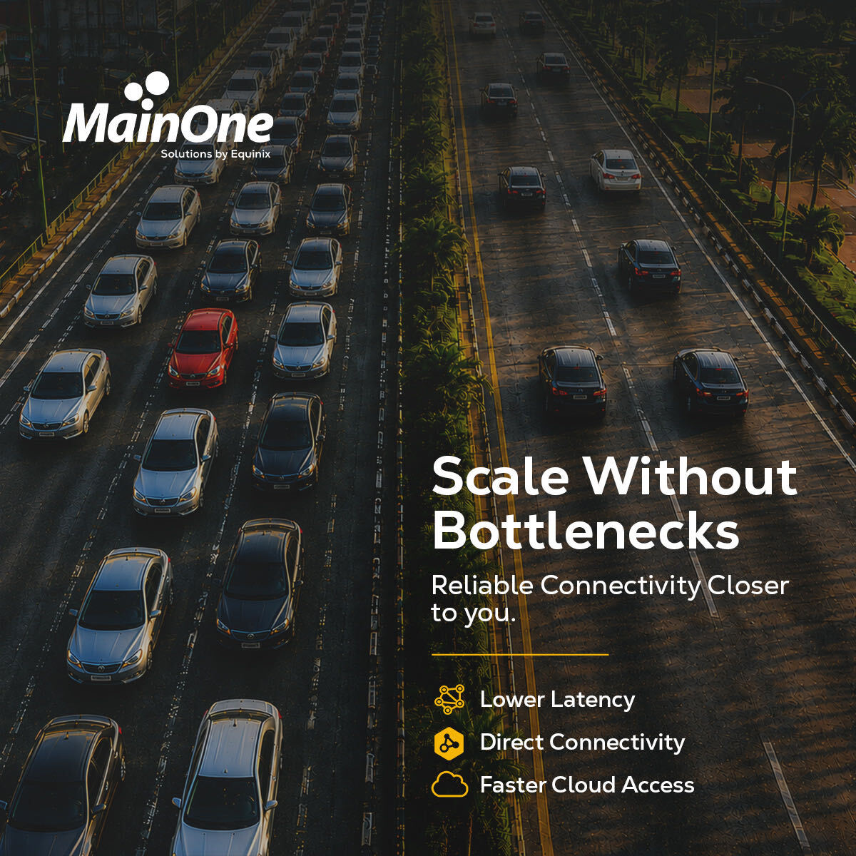 Mainoneservice's tweet photo. Slow networks, high latency and data bottlenecks shouldn’t hold your business back.

MainOne delivers reliable, enterprise-grade connectivity that keeps data moving, operations seamless and your business ready to scale.

Less waiting. Fewer bottlenecks. More room to move.