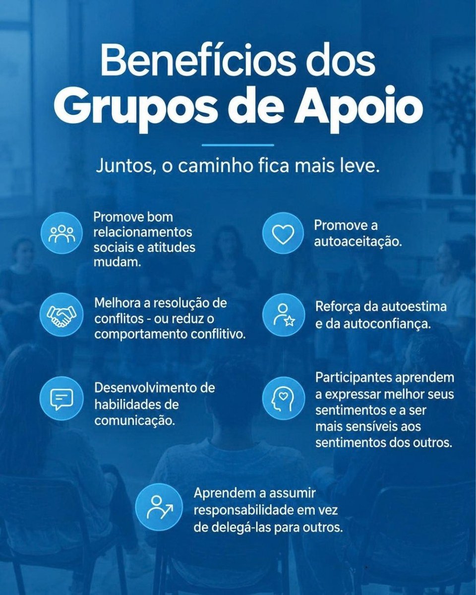 CruzAzul_BR's tweet photo. Às vezes, o peso da vida parece grande demais para carregar em silêncio. 

Mas você sabia que compartilhar suas experiências pode ser o primeiro passo para uma grande mudança? 

Os Grupos de Apoio da Cruz Azul no Brasil são um espaço seguro, acolhedor e sem julgamentos, onde você pode encontrar escuta, compreensão e força para seguir em frente.

Quem já participa confirma:
"É um grupo muito rico, com muitas contribuições especiais. Força!" - Participante

💬 Venha fazer parte dessa história:
Nossos grupos acontecem toda segunda-feira, às 19h30. É online e gratuito.

Não adie o seu bem-estar. Envie uma mensagem para nós agora mesmo e saiba como participar!

#CruzAzulnoBrasil #GruposdeApoio #SaúdeMental #BemEstar #NãoEstáSozinho #Acolhimento #ConversarFazBem #Recomeço #JuntosSomosMaisFortes
