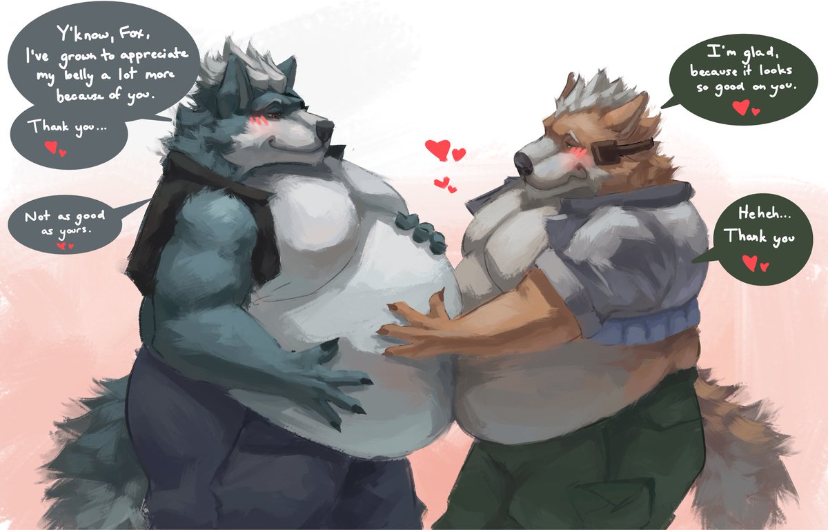 kurollo_12345's tweet photo. Pt. 4 - Wolf has grown to appreciate his belly more, and Fox couldn’t be any happier https://t.co/5sMtYAe42c