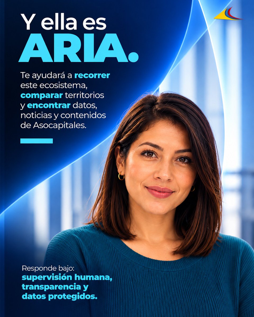 Asocapitales's tweet photo. Sobre esa base también funciona #ARIA, nuestro agente de inteligencia artificial para explorar la información de las ciudades capitales, comparar territorios y encontrar datos y fuentes.

La apuesta es clara: más capacidad tecnológica, con reglas, controles y responsabilidad humana.

Ese es el sentido de nuestra gobernanza: ampliar las capacidades de la tecnología sin trasladarle la responsabilidad humana.

🔗 Conoce la Casa Digital de las Capitales en https://t.co/0CrNtDCvif.