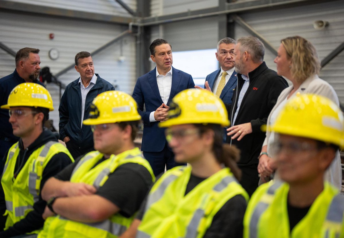 PierrePoilievre's tweet photo. .@CNRailway workers move the food, fuel, and goods Canadians depend on every day.

Soaring diesel prices are making it more expensive to move all of it, meaning higher costs for Canadians.

The Conservative Emergency Fuel Relief Plan would cut diesel taxes now and boost Canadian production to lower costs and keep Canada moving: https://t.co/RVjI1sFTpx