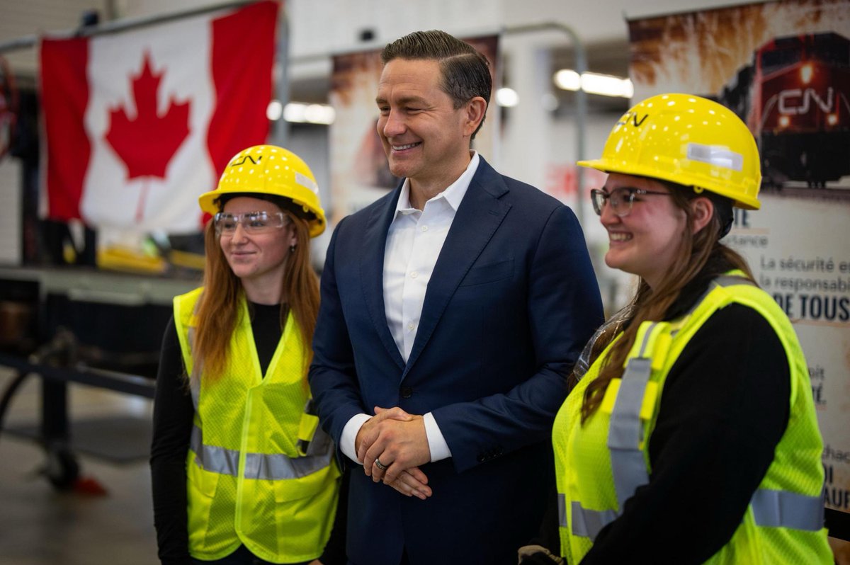 PierrePoilievre's tweet photo. .@CNRailway workers move the food, fuel, and goods Canadians depend on every day.

Soaring diesel prices are making it more expensive to move all of it, meaning higher costs for Canadians.

The Conservative Emergency Fuel Relief Plan would cut diesel taxes now and boost Canadian production to lower costs and keep Canada moving: https://t.co/RVjI1sFTpx