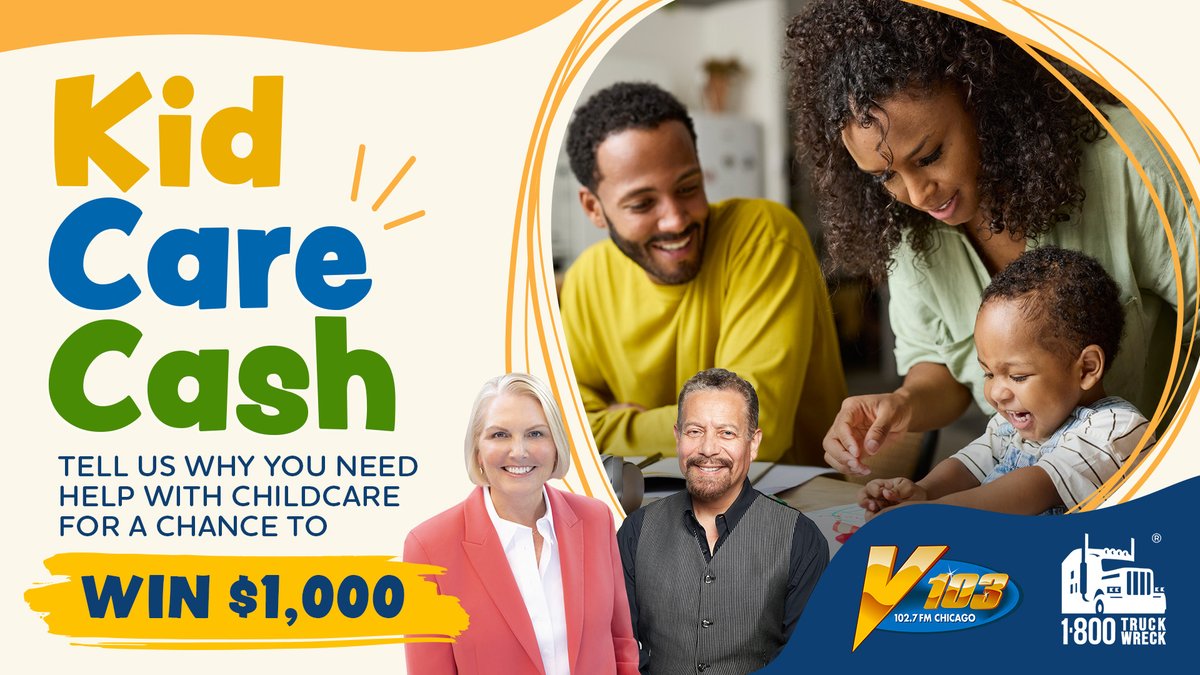 V103's tweet photo. Tell Joe and Amy why you need $1K towards childcare.  All courtesy of Amy Witherite and @1800TruckWreck 

Enter Here ➡️ https://t.co/l5qT9CBDnX https://t.co/uM8LP5w54j