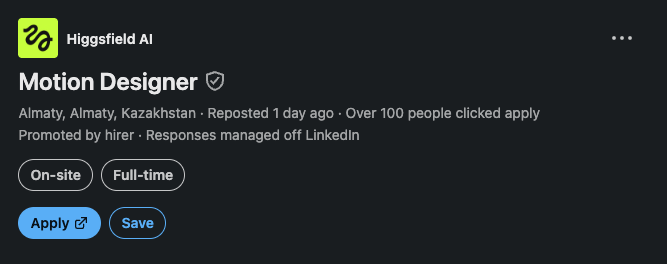 ynsgh_'s tweet photo. Higgsfield is hiring motion designer ?!

I mentioned this before: AI platforms keep pushing hype videos... they’re saying: “Turn one prompt into a complete launch video.”

But here’s the thing...
a lot of these launch videos are still crafted by motion designers in After Effects.

I’m not against AI. I literally use Higgsfield myself to generate footage and speed up my workflow.

What I’m against is deceptive marketing that makes it look like one prompt magically replaces the entire creative process.

AI is a tool.
The craft is still the craft.