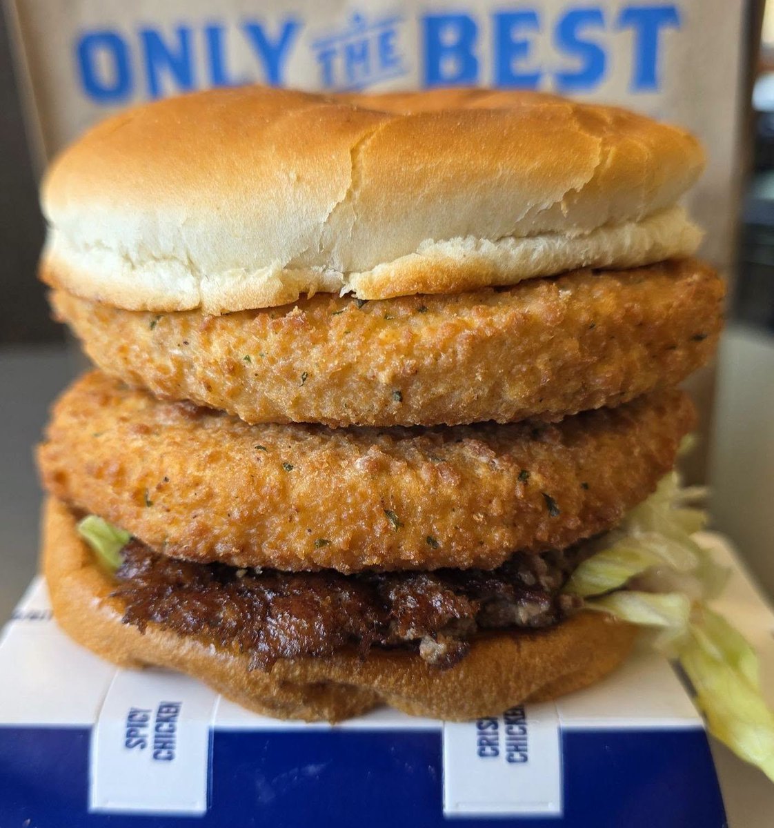 snackolator's tweet photo. Culver's brought the CURDERBURGER back with a new Smoked Cheddar Curd patty and this is soooo good you NEED to try it! 🔥🧀

I added a second Curd patty to go all-in and this is a work of art with melty, gooey cheese that's crispy and salty and works perfectly on the beef patty!

Are you trying this one from @culvers? It was $8.99 for the Curderburger and $4 for the additional patty.
