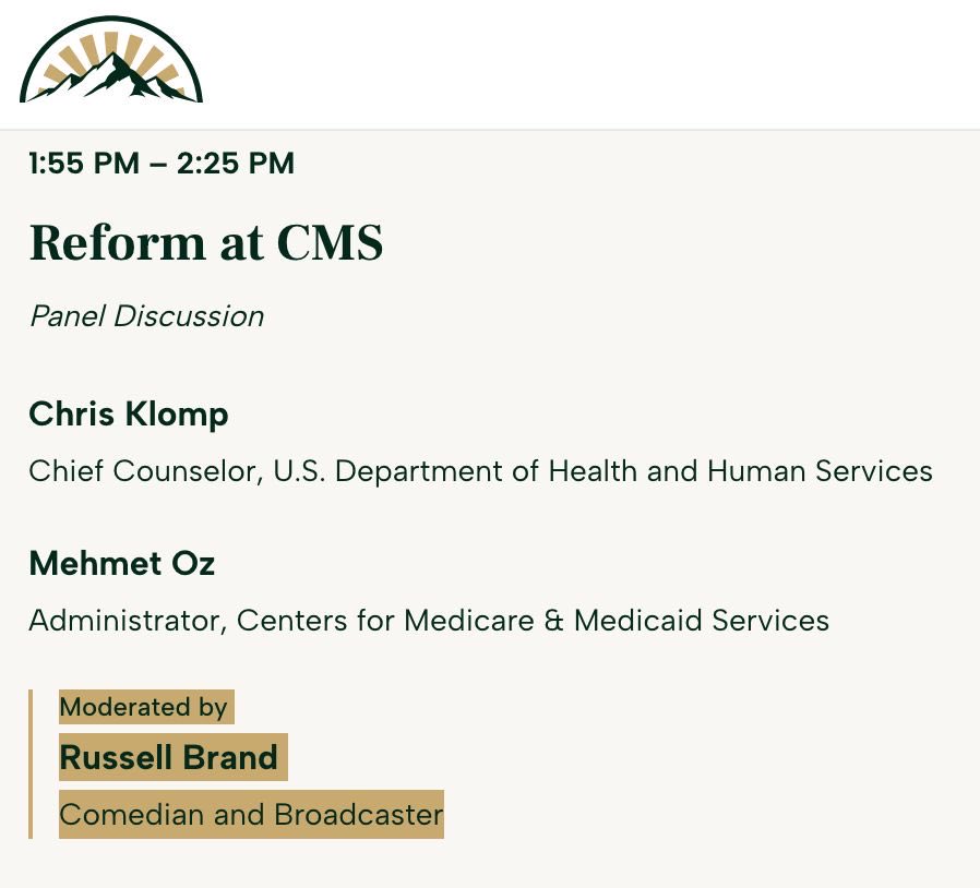 ddiamond's tweet photo. Russell Brand, who's awaiting trial in London next month on rape and sexual assault charges, will moderate a panel at DC's MAHA summit tomorrow on reforming a U.S. health agency https://t.co/vqWJdOpby6