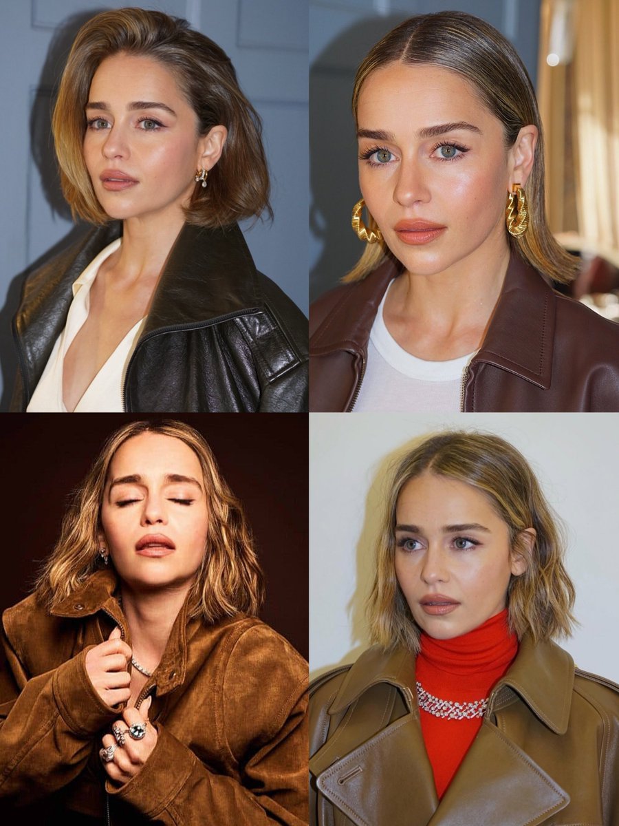 emgot88's tweet photo. The leather jacket was the star in 2026, wasn't it? #EmiliaClarke2026 ❤️‍🔥 https://t.co/3RistfL1cI