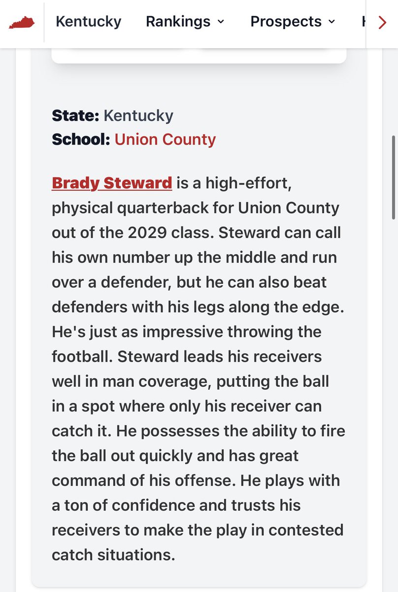 Stewardbrady9's tweet photo. Appreciate the write-up @BarkleyTruax ! Couldn't make these plays without my O-line locking it down up front. 1% Better Everyday! @PrepRedzoneKY @LippertScouting @drew_toennies @UCBraves @PrepRedzoneKY @55CoachJohns @benshreve @GobenNate https://t.co/lk3TN7z8f5