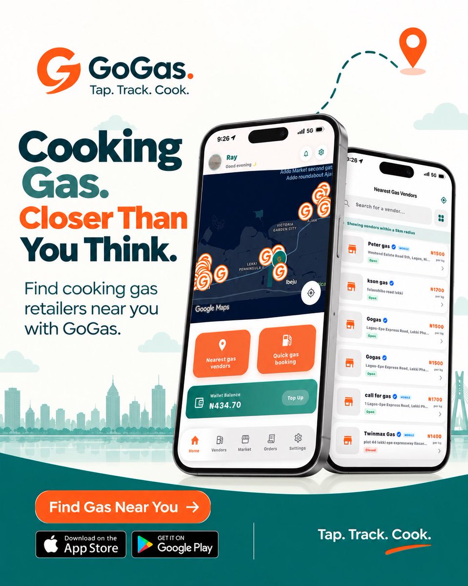 GoGasHQ's tweet photo. Cooking gas. Closer than you think. 📍🔥

Open GoGas and discover cooking gas retailers near you.

Find. Order. Cook.

Tap. Track. Cook.

#GoGas #TapTrackCook #CookingGas https://t.co/gWzEhu8oPu