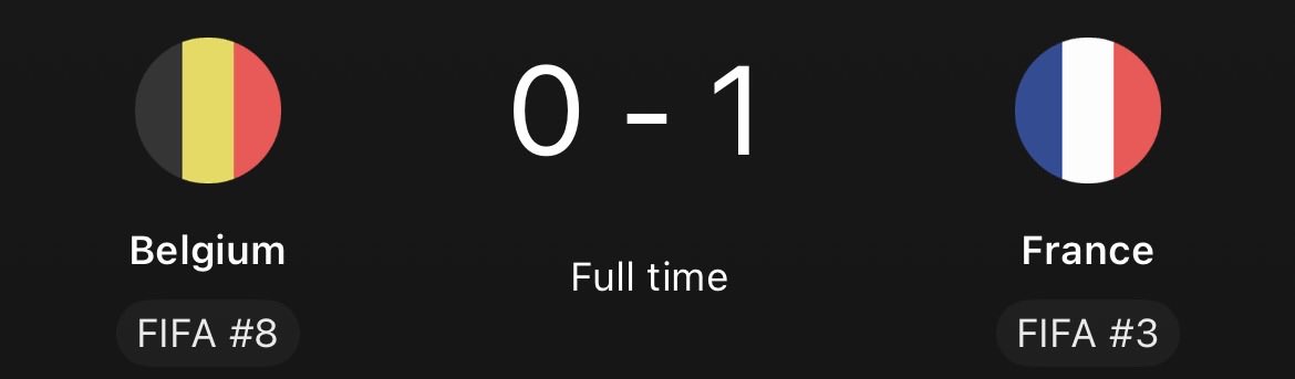 JehanaTapape's tweet photo. FULL TIME 

یاری بـدوماهیک هات بـ سەرکەفتنا فرەنسا ✅

🇫🇷 FRANCE 1 - 0 BELGIUM 🇧🇪 

@rawannFcb https://t.co/TZt4rXucCP