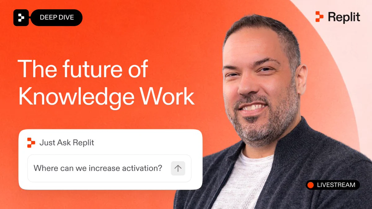 Ask a question. Get a chart, a pipeline, or a working automation back. Just Ask Replit is a deep dive on the future of knowledge work: real-time data, visualization and automation, all inside the agent chat. No dashboards to build. No engineering queue. Tuesda