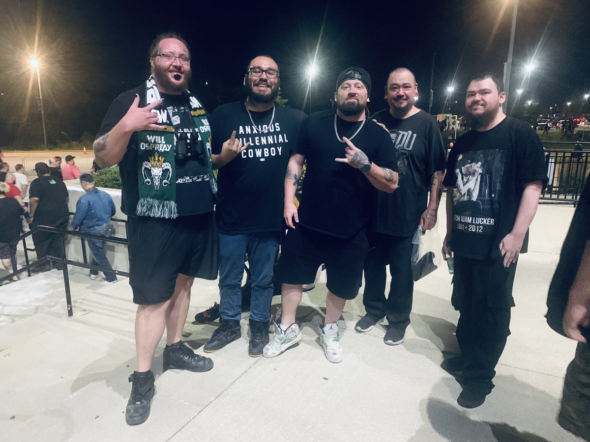 TheRealTMondo's tweet photo. I will never forget this day from having an amazing day with my brother, Friends and finally meeting grim….. and now….being the final time ever… seeing pac wrestle… love you. You amazing bastard #rippac #pac #ourbastard https://t.co/b5J31froRi