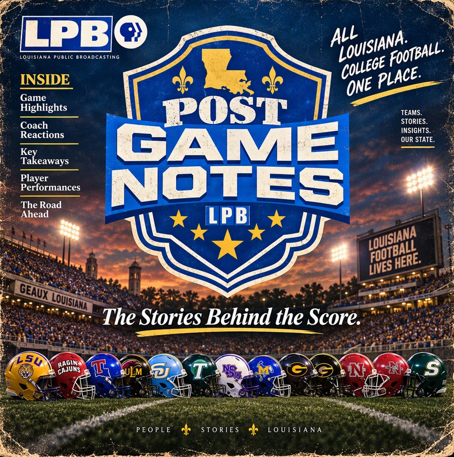 lpborg's tweet photo. 🏈 POST GAME NOTES
📺 Tonight at 5:00pm on LPB

Another week in the books for college football! Catch recaps of all Division I Louisiana schools on POST GAME NOTES.

Learn more here: https://t.co/DXpQ5f9Ds9 https://t.co/VEnfClioRe