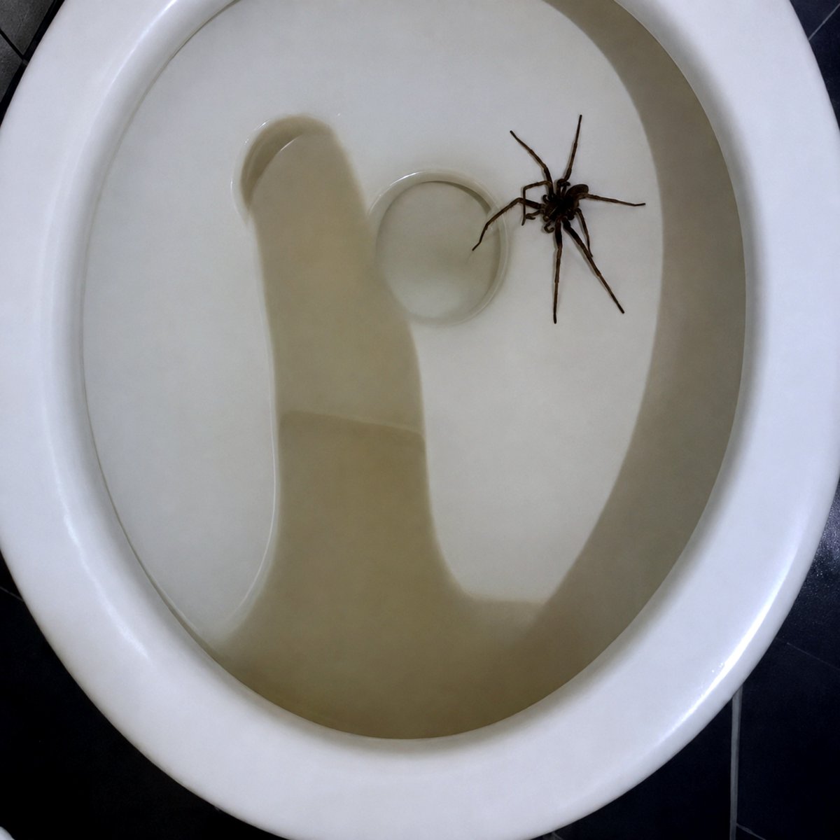clever301's tweet photo. Just came across this giant spider in my toilet now 🕷️ https://t.co/OdLXYCax1T