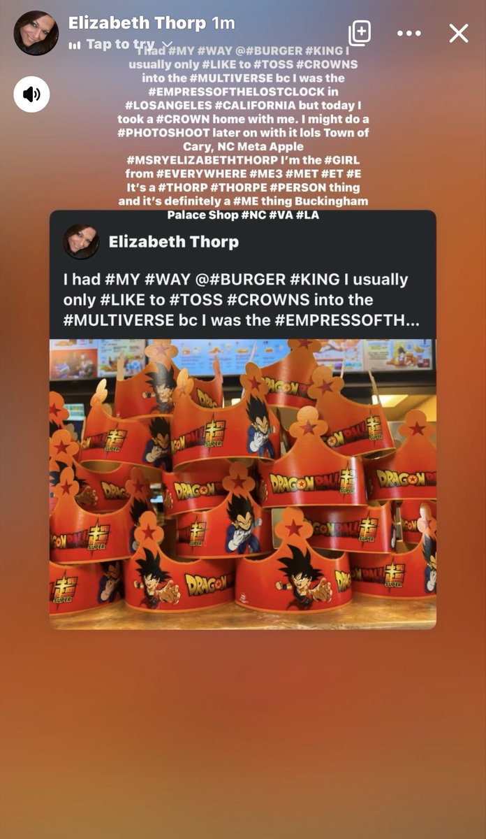 METhorp333's tweet photo. Check out MaryElizabethThorp's video! #TikTok https://t.co/T5APspWe4I

I had #MY #WAY @#BURGER #KING I usually only #LIKE to #TOSS #CROWNS into the #MULTIVERSE bc I was the #EMPRESSOFTHELOSTCLOCK in #LOSANGELES #CALIFORNIA but today I took a #CROWN home with me. https://t.co/I9pd8BknWR