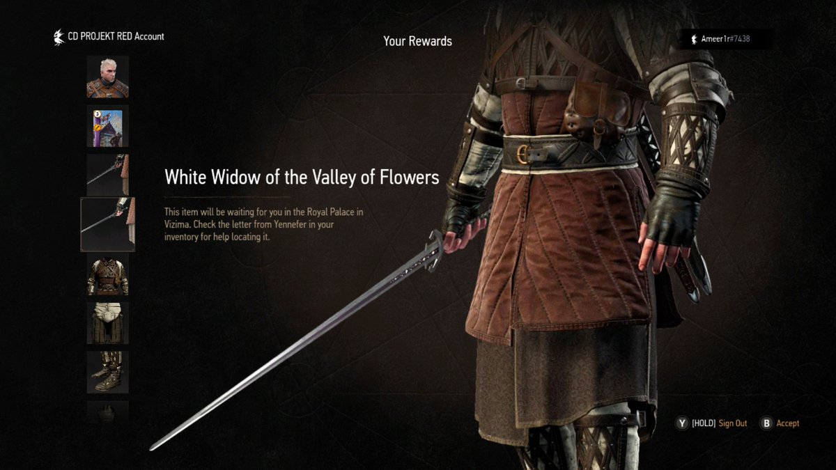 SynthPotato's tweet photo. The Witcher 3 Remastered adds in brand new items, they can be acquired by linking your CDPR account to the game:

- One new haircut, very different style for Geralt

- Two armor sets:
Scarlet Crest Armor
Armor of a Thousand Flowers (already in the game since 2022 remaster, now easier to get)

- Two new swords

- All of these are acquirable at Vizima right after wrapping up White Orchard prologue. 

Thanks to the new Transmog feature, you'll be able to use these armor sets without worrying about stats anymore!