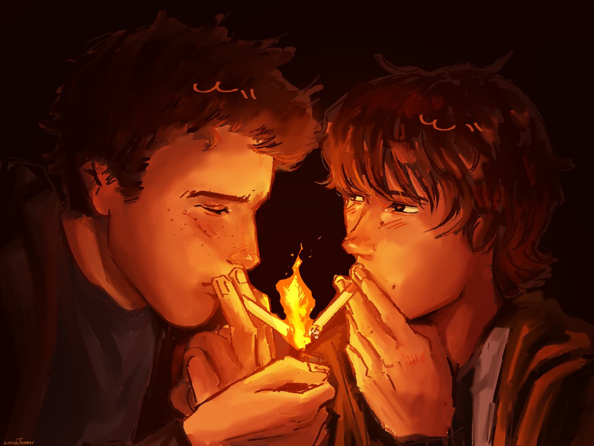 wasabiTrooper's tweet photo. Had to re draw this to post it here because it was a really old drawing lol #supernatural #samdean #chainsmoking https://t.co/GMVxsjPnaC