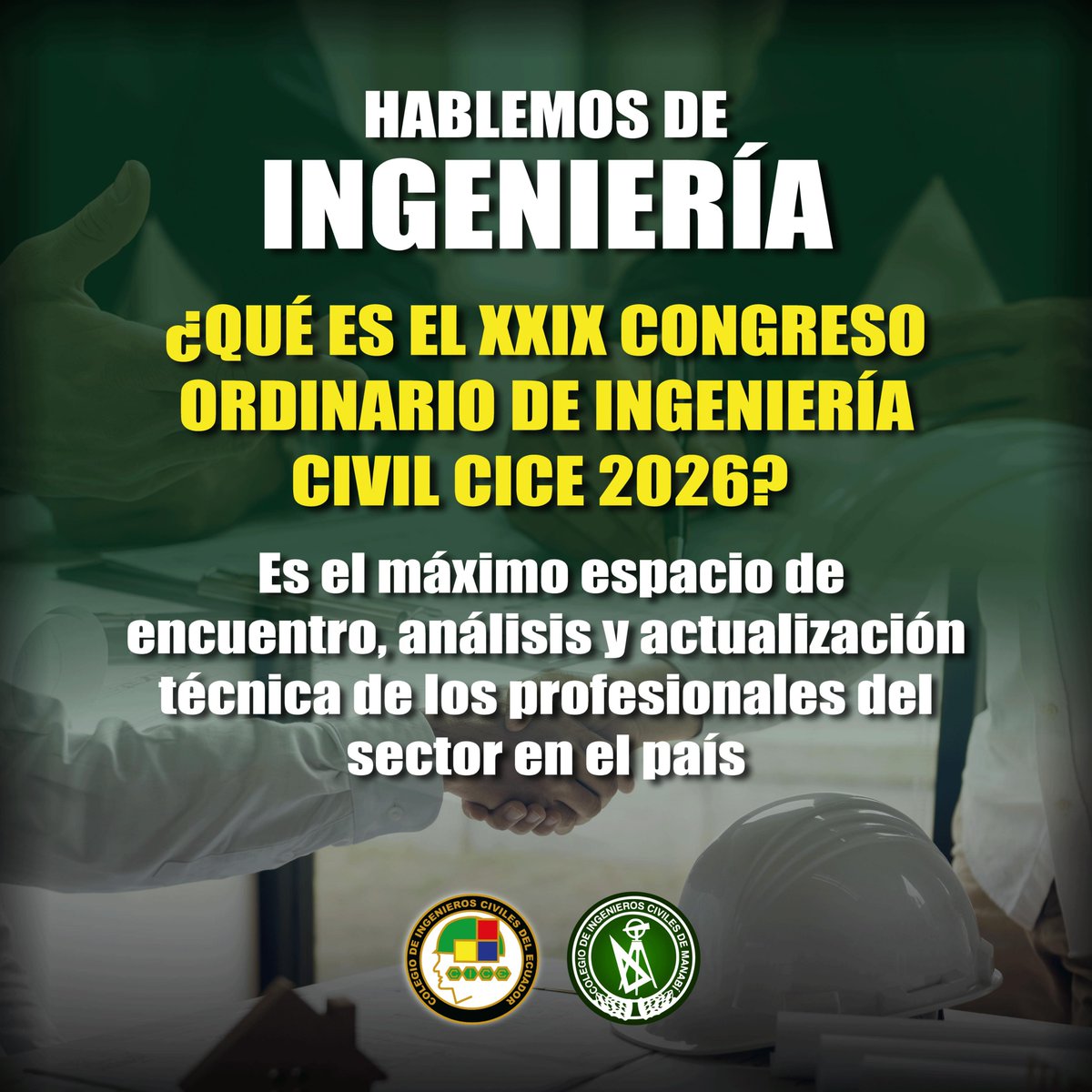 cicecuador's tweet photo. Este 9 y 10 de octubre tendremos el XXIX Congreso de Ingeniería Civil CICE 2026. Un espacio de encuentro ideal para el análisis y actualización de conocimientos profesionales. Dirigido a la comunidad académica, científica y profesionales afines. Invitación abierta al público! https://t.co/W5SFmp1gRI