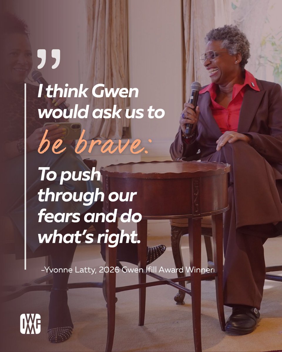 IWMF's tweet photo. Yvonne reflected on helping the next generation of journalists find their voice, making underrepresented stories accessible and creating space for others to be seen, echoing Gwen’s legacy of courage, generosity and a deep commitment to #journalism. https://t.co/KR74QhEqHW