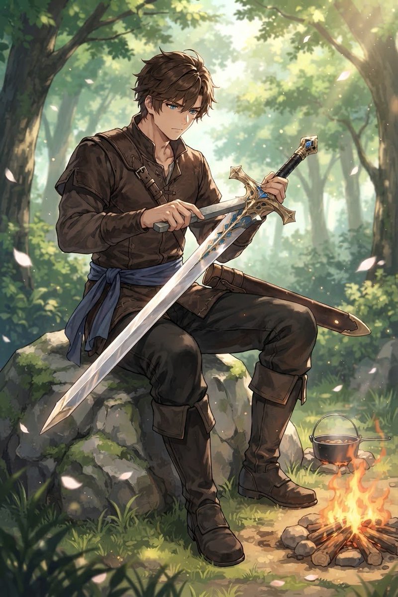 Paladin_Rowan's tweet photo. El paladin se encuentra afilando su espada, decidio emprender un viaje solo, quiere conocerse a si mismo. https://t.co/Sa48KOKQdN