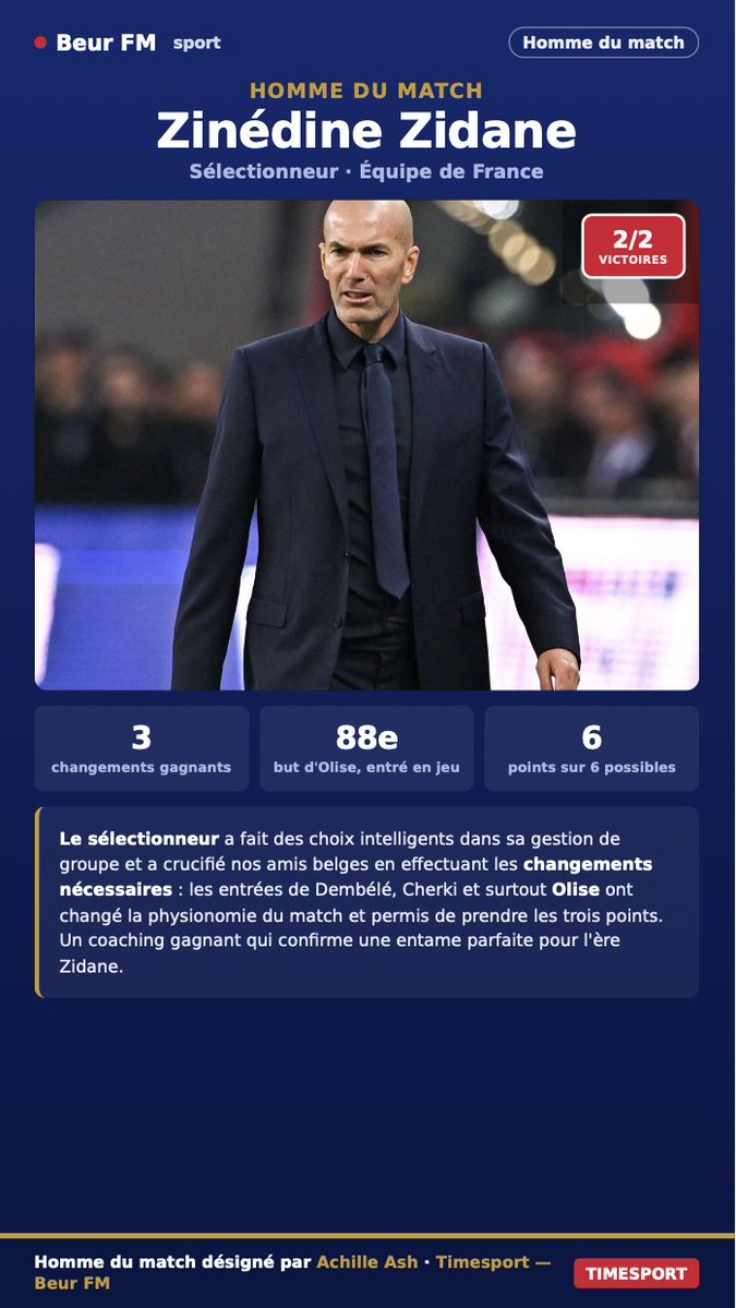 AchilleA1's tweet photo. 🇫🇷#NationLeague I #EDF I #BELFRA 

La logique a été respectée par les bleus de Zidane 🇫🇷 qui s'imposent en Belgique 🇧🇪 par la plus petite des marges ! 1-0. https://t.co/heTHP5LDrA