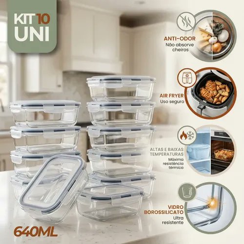 Nunes_89's tweet photo. Kit 10 Pote De Vidro Marmita Hermético 640ml Freezer Fitness Rishon - R$ 104,90 | 44% OFF | #Oferta #MercadoLivre https://t.co/PezULHYlTV