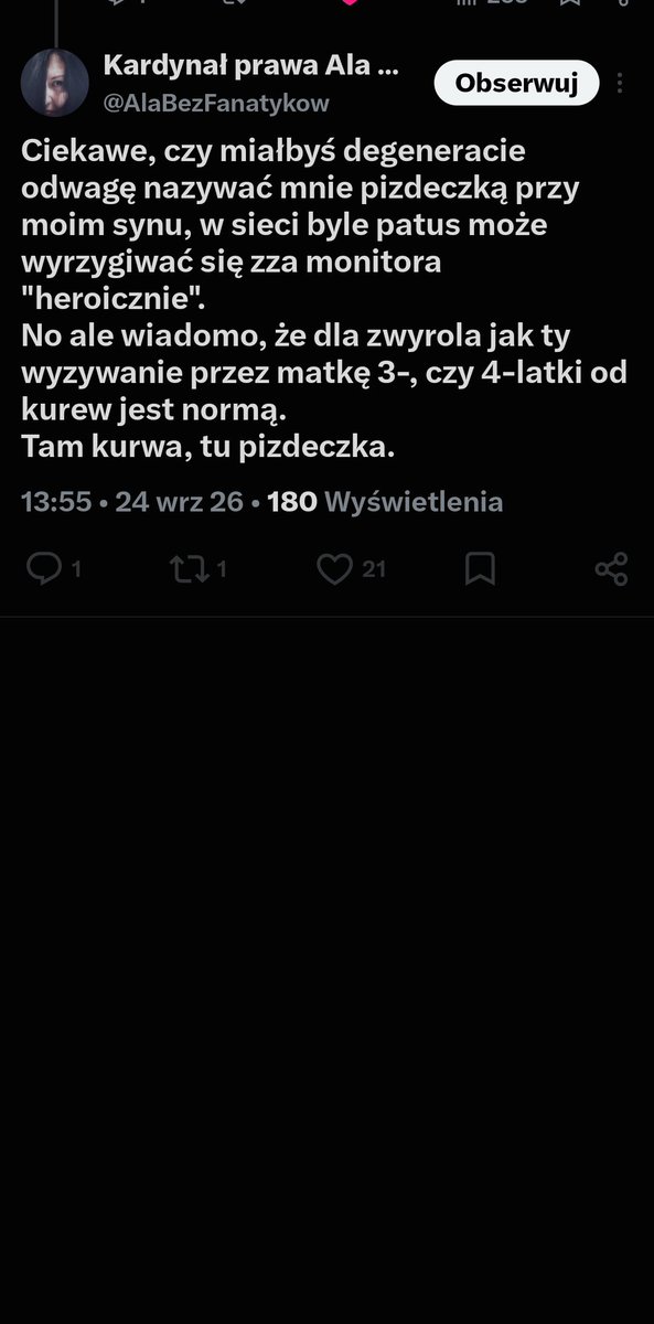 Nikolasz_I's tweet photo. Gdybyś mnie nie zablokowała to byś wiedziała, że nazwał bym ciebie tak jak napisałaś bo to, że jesteś matką nie oznacza, że jesteś chroniona przed krytyką. Wręcz przeciwnie, to oznacza, że powinnaś stawiać czoła krytyce jako matka (według ciebie oczywiście). Poza tym ... --> https://t.co/Fq8ZIU386O
