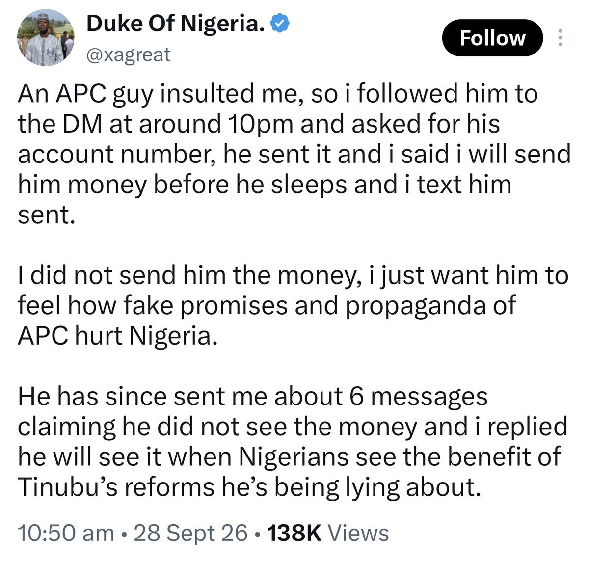 Oserume1's tweet photo. @LadiSpeaks APC dey loot Nigeria, you dey loot Tweets... Na wa ooh https://t.co/4EbjnO7k5P