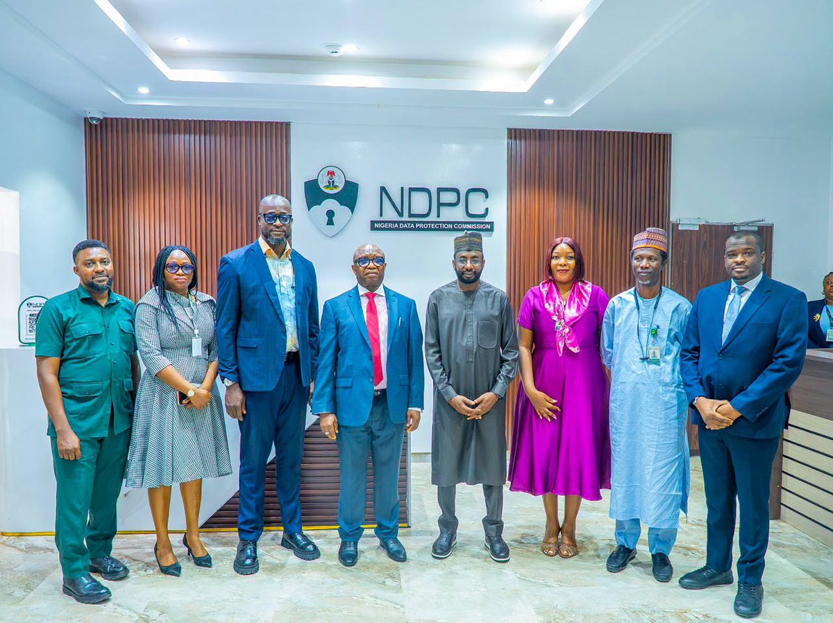 ndpcngr's tweet photo. The National Commissioner/CEO of the Nigeria Data Protection Commission (NDPC), Dr Vincent Olatunji, received the Director-General of the National Information Technology Development Agency (, Mr Kashifu Inuwa Abdullahi, on a courtesy visit to the Commission’s new headquarters.

Dr Olatunji welcomed Mr Inuwa  and appreciated him for his support throughout the Commission’s transition from being a unit within NITDA to becoming an independent Commission. He recalled the evolution of the data protection ecosystem in Nigeria, from the Nigeria Data Protection Regulation (NDPR) to the enactment of the Nigeria Data Protection Act (NDP Act) 2023, signed into law by President Bola Ahmed Tinubu, GCFR. He also highlighted some of the Commission’s achievements since its establishment, noting its growing impact on the data protection ecosystem, the digital economy and national development.

In his response, Mr Inuwa expressed delight at the progress recorded by the NDPC and commended Dr Olatunji for the growth of the data protection ecosystem. He acknowledged the journey of data protection in Nigeria from its roots within NITDA to the establishment of the NDPC as a full-fledged Commission.

The DG reaffirmed NITDA’s commitment to strengthening its support and collaboration with the NDPC, noting that cooperation among government agencies in advancing their respective mandates would contribute significantly to the growth and development of Nigeria’s digital economy.