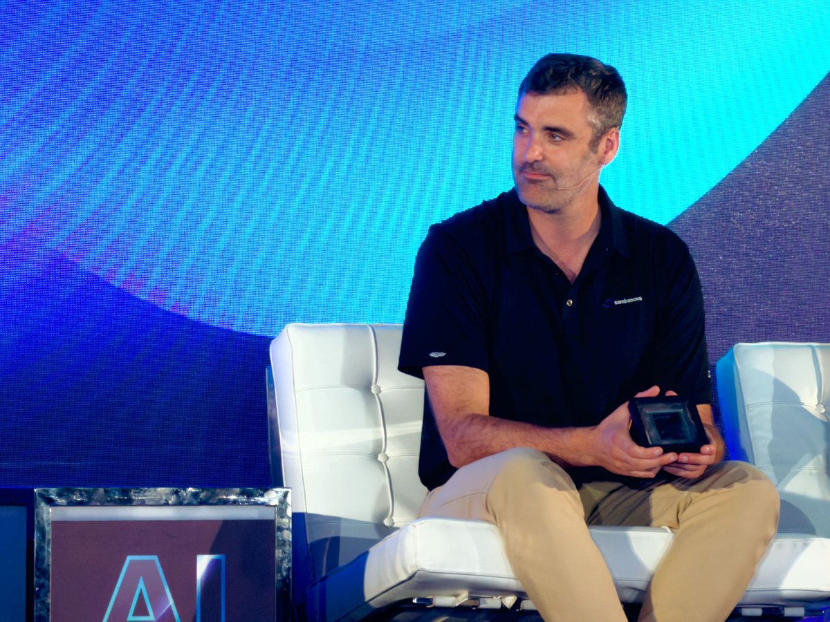 SambaNovaAI's tweet photo. ICYMI: @aton2006 brought the SN50 onstage at the AI Infra Summit. 

Now the conversation is available as a podcast with @Intel, diving into agentic AI infrastructure, heterogeneous compute, disaggregated inference, and how CPUs, GPUs and RDUs work together.

Give it a listen. ⬇️
https://t.co/TvSWLJVZOZ