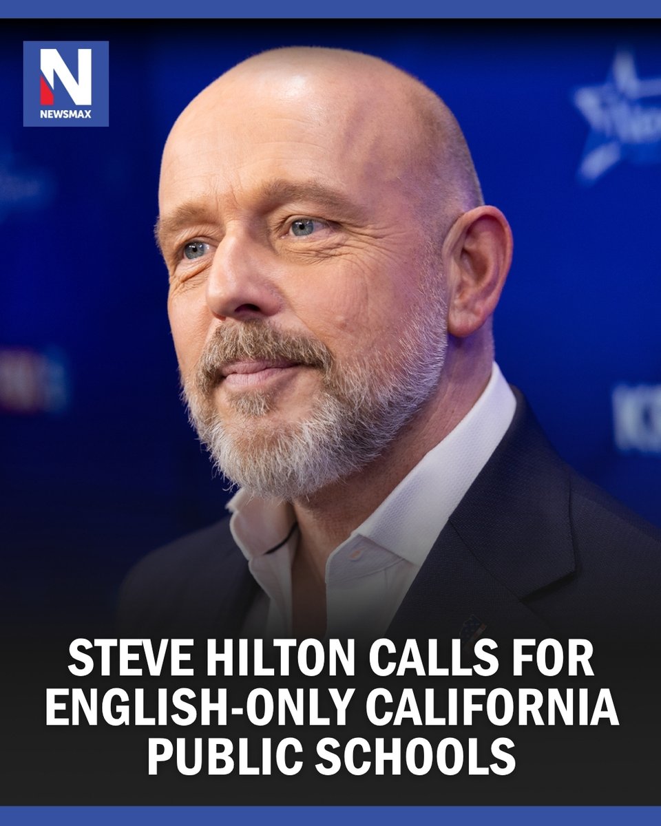 NEWSMAX's tweet photo. Republican gubernatorial candidate Steve Hilton said Sunday that he wants California public schools to teach in English only, bringing the state's approach to educating English learners into the governor's race five weeks before the election. https://t.co/1Mhsi8Wnbm https://t.co/tBEsaqEWPJ