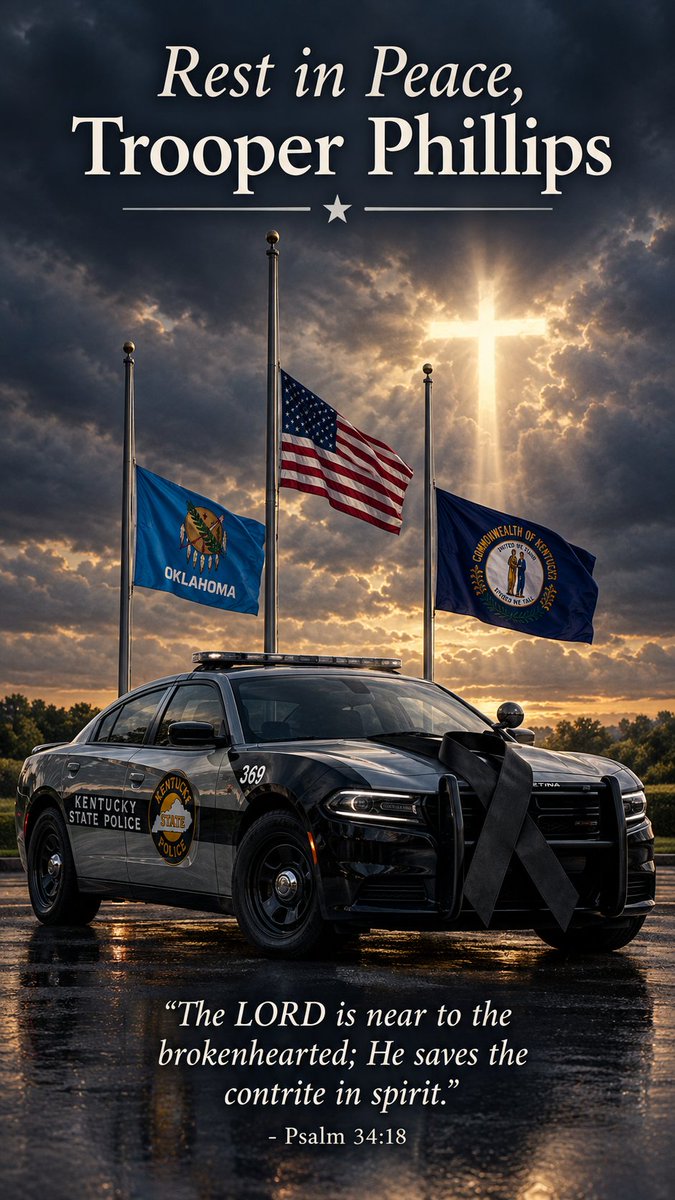 SpadStick's tweet photo. To those in Kentucky from those of us here in Oklahoma, please accept our deepest condolences at this time, @kystatepolice 

#inmemoriam #TrooperPhillips #BackTheBlue #ChristComfortThee https://t.co/ojsqni8Z6s