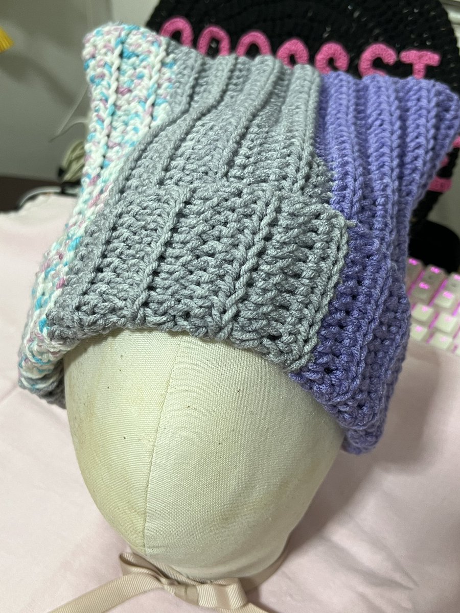 ooossst's tweet photo. OOOSSST HANDMADE Crochet: Kitty Beanie
Color: Mixed of Gray, Pink, White, Purple
Materials: Acrylic Yarn
Size: Approx
21 inches / 54 cm around your head
Length: 7-10 inches / 18-26 cm

PHP 365.00

#ooossst #handmade #Beanie #craft #fashion #cute #crochet #Acrylic #smallbusiness https://t.co/ybd8GOLjZc