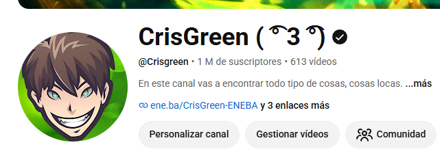 CrisGreen95's tweet photo. Gracias por el MILLÓN DE SUBS GENTE! desde 2012 existe el canal, que locurón https://t.co/86MATeEJXq