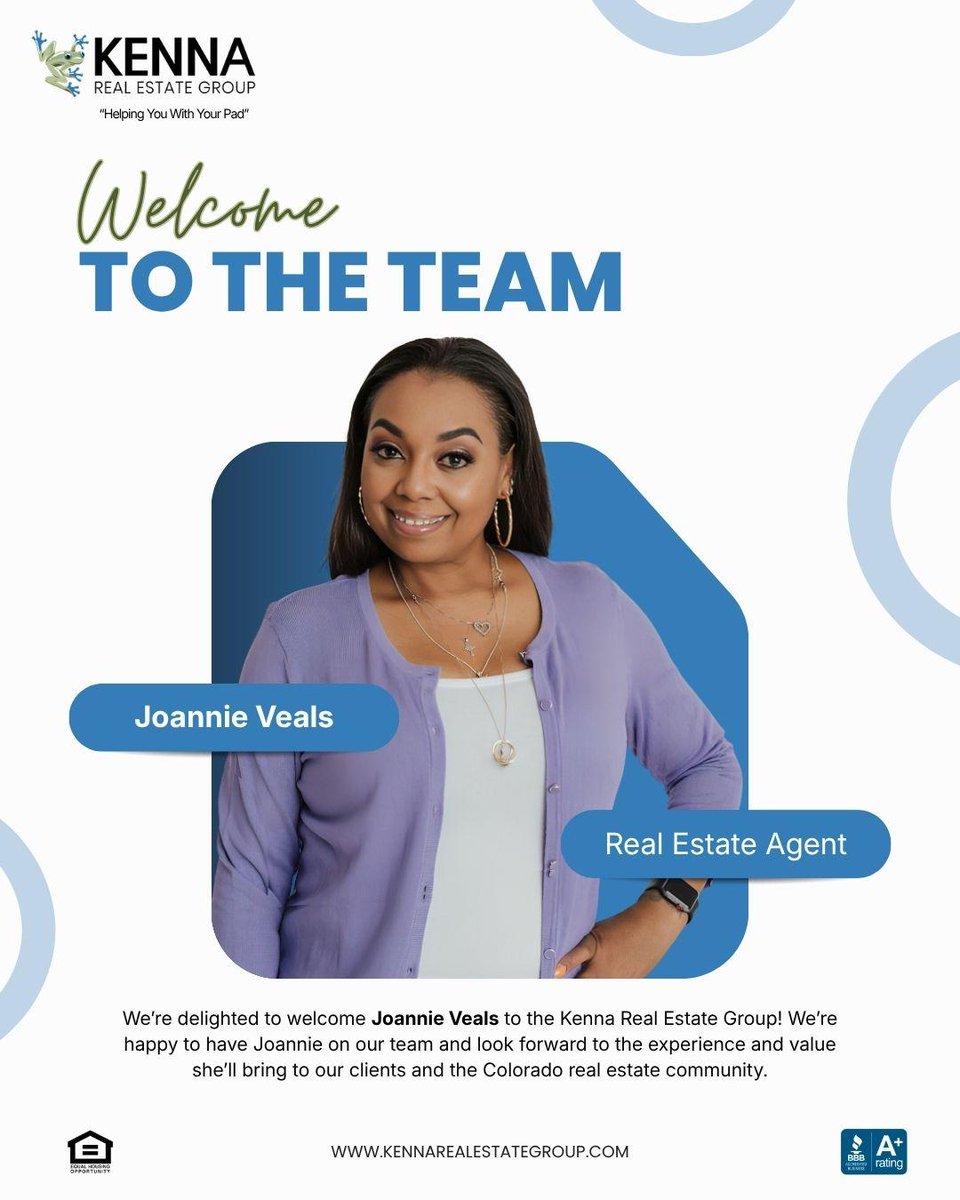 DenverRESoup's tweet photo. 🎉 Welcome to the team, Joannie Veals! 🏡
We’re thrilled to have Joannie join the Kenna Real Estate Group and look forward to all she’ll bring to our clients and the Colorado real estate community. 💙
#KennaRealEstate #JoannieVeals #WelcomeToTheTeam #ColoradoRealEstate https://t.co/Vj5W0bsvKF
