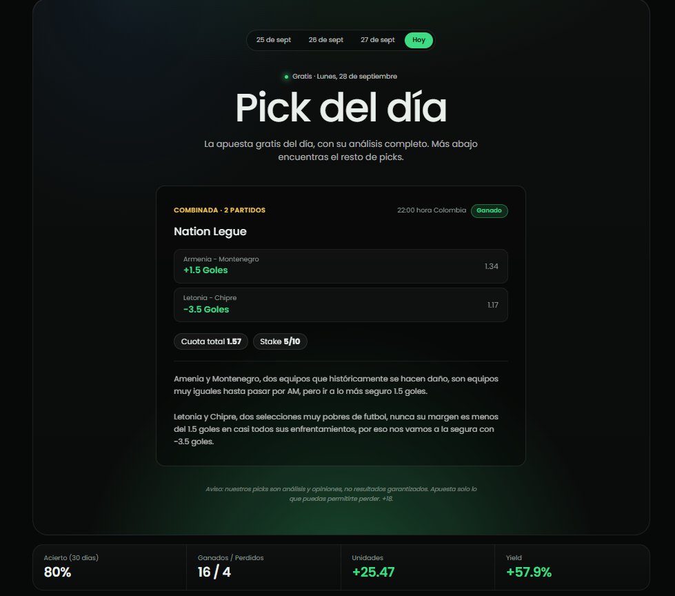 TipsterMedallo's tweet photo. Ya saben, si quieren picks gratis diario, y copiar mi estrategia de apuestas, aquí les dejo la web.

Pueden ver el historial de picks ustedes mismos, sin trampas, todo en vivo.

Racha 16 GANADAS ✅ 4 PERDIDAS ❌

LA WEB: https://t.co/ymiVcmWt0C https://t.co/ySI1eBhff0