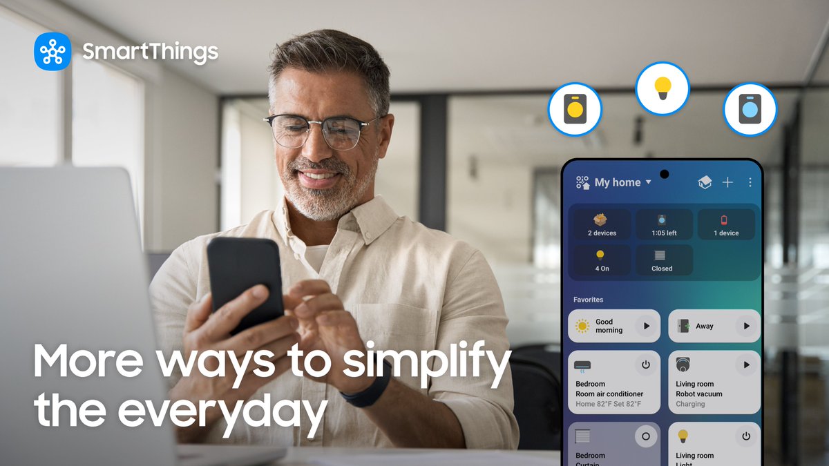 smartthings's tweet photo. Ever wondered what more you can do with smart @SamsungUS appliances? Connect them to the #SmartThings app to manage them from anywhere, like scheduling a washer or dryer cycle while you’re at work. You can also create routines with SmartThings devices to automate everyday tasks. https://t.co/daKGWLhv6t