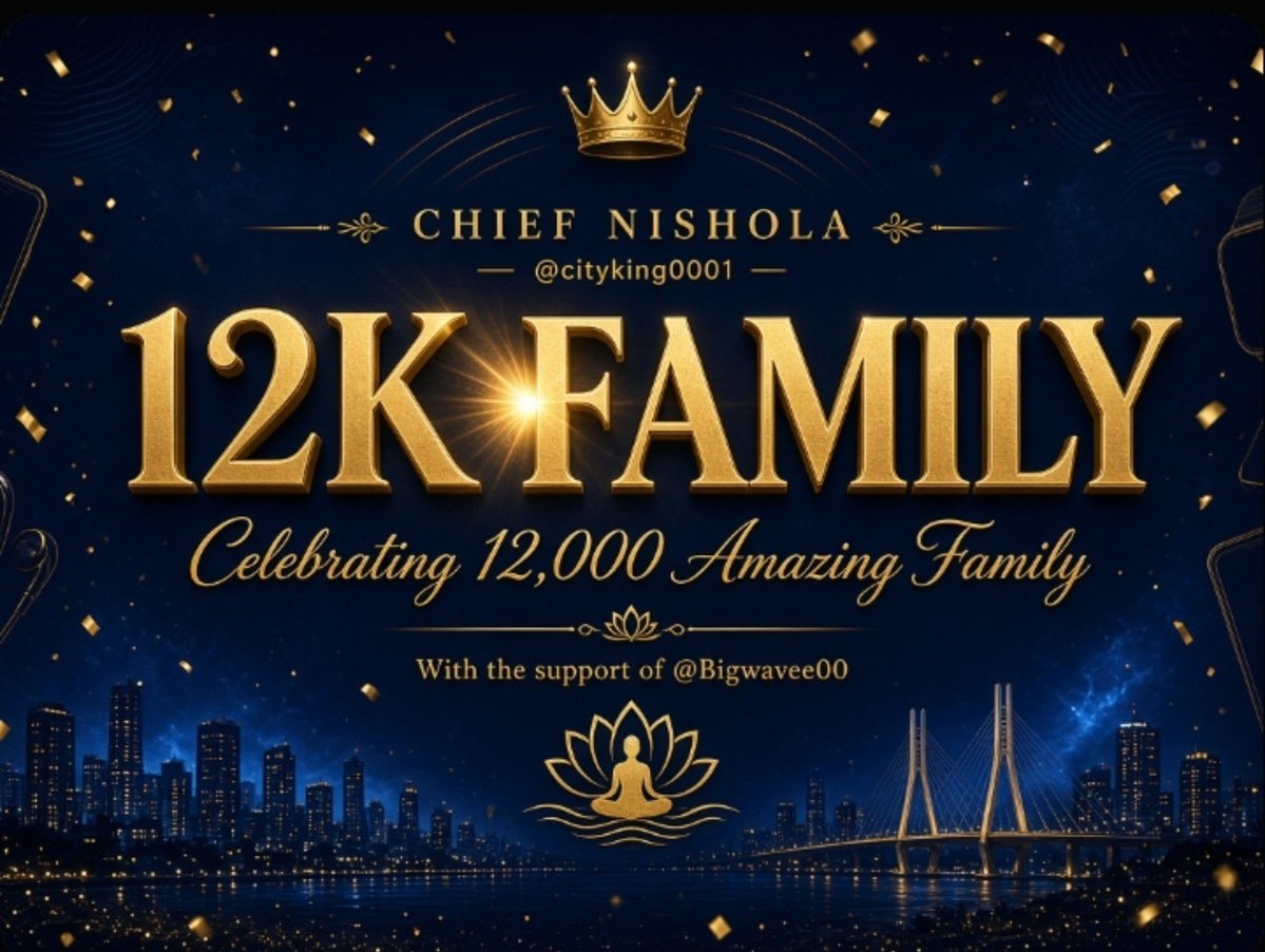 cityking0001's tweet photo. 12K FAMILY 🥂
From consistency to community… Chief Nishola @cityking0001
 just crossed 12,000 amazing souls.This is not just a number.
A special shoutout to the backbone of the movement, Eleniyan Gadgets @Bigwavee00
Professor. OBA. The support that turns small accounts into family. Thank you for the voice, the push, and the platform. And for everything you do for me. God bless you sir. 🙏 

And to the Queen herself, Ms Banke @Bankemaestro H.R.H, your presence, your love, and the energy you bring to this space make the journey sweeter. Grateful to you.

12K today.
Bigger family tomorrow.
Let’s do more. 💙👑📱