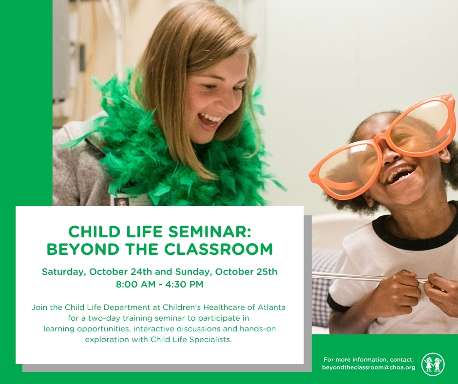 childrensatl's tweet photo. Interested in becoming a child life specialist? Join us for the 2026 Child Life Seminar from October 24 to 25. Prospective child life students will be able to engage in learning activities and training opportunities. For more information, visit: https://t.co/rvhbWZbxRS. https://t.co/tDDMcLpUj0