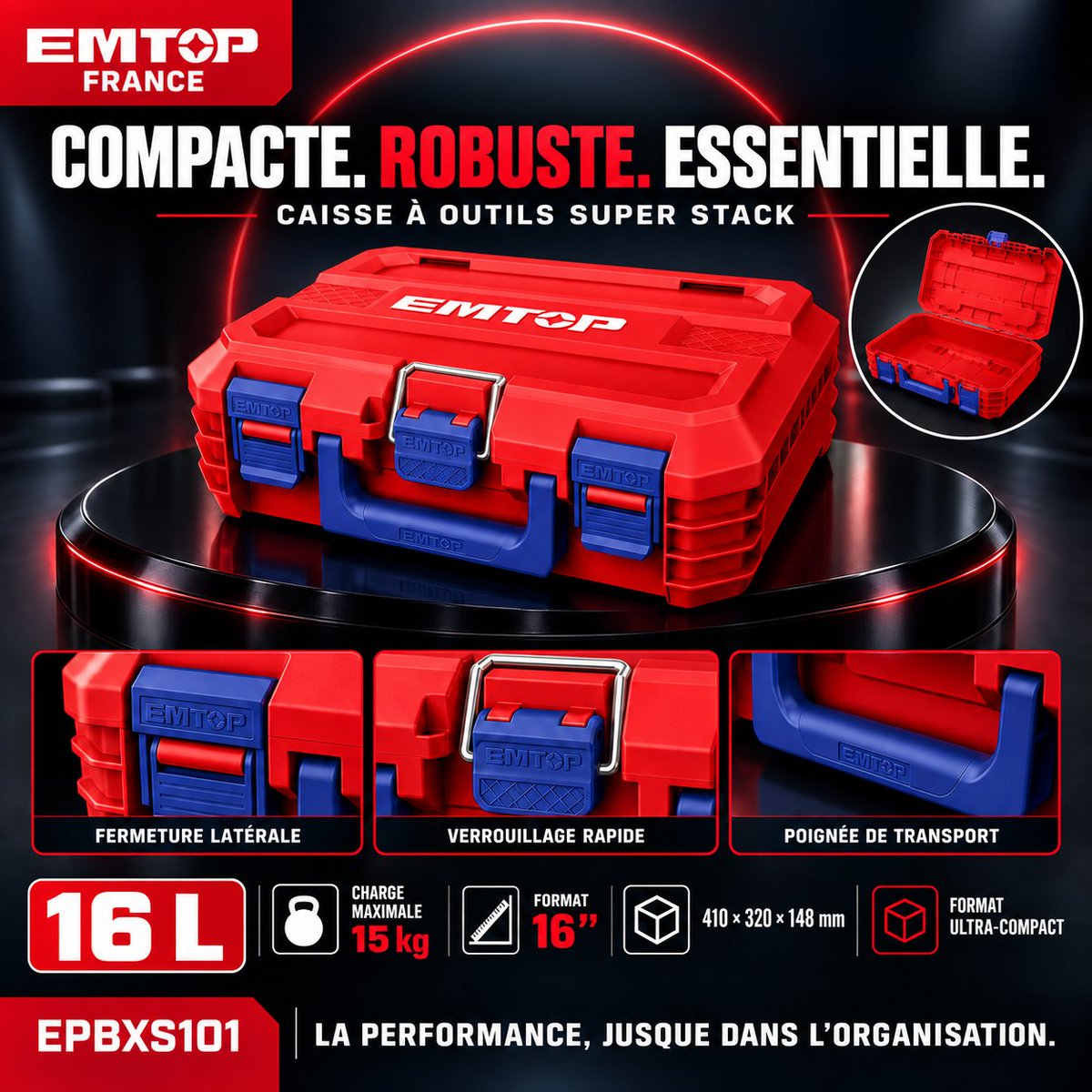 EMTOP_FRANCE's tweet photo. 🧰 Petite par la taille. Grande par l’efficacité.
Découvrez la SUPER STACK EMTOP 16 L
🔹 16 L de capacité
🔹 Charge maximale : 15 kg
🔹 Format 16"
🔹 Verrouillage rapide
🔹 Fermetures latérales
🔹 Poignée de transport
🔹 Format ultra-compact
📌 EPBXS101
#EMTOP #EMTOPFrance https://t.co/K16mNhFV34