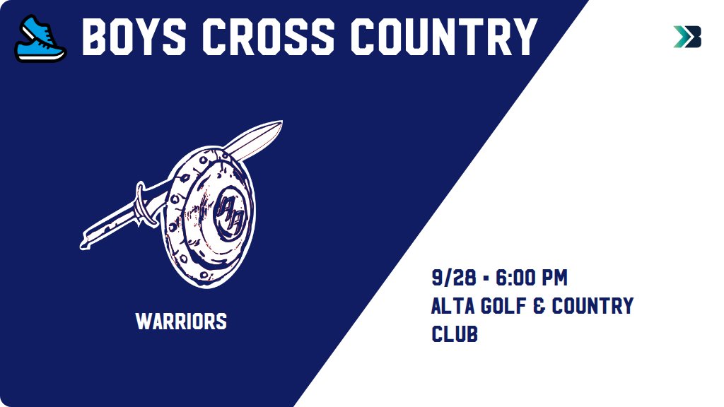 WarriorAthPer's tweet photo. Boys Cross Country (Varsity) Meet Day! - Check out the event preview for the Alta-Aurelia Warriors. It starts at 6:00 PM and is at Alta Golf &amp; Country Club. https://t.co/1eFgGdo3c2